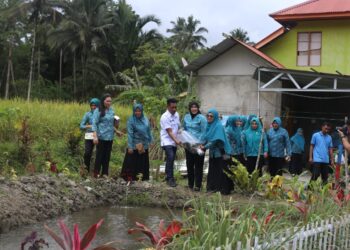 Dinas Perikanan Boltim dan Tim PKK Berikan Bantuan Bibit Ikan Nila di Desa Candi Redjo