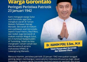 Peringatan Patriotik 23 Januari 1942: Hamim Pou Ajak Warga Sulut Asal Gorontalo Ziarah di Taman Makam Pahlawan Kairagi Manado