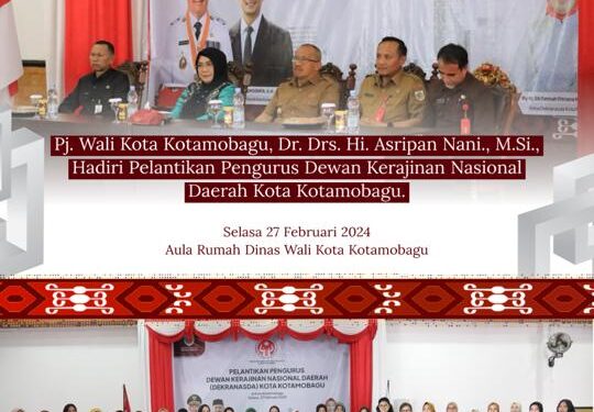Pj Wali Kota Kotamobagu Hadiri Pelantikan Pengurus Dekranasda