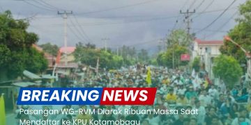 Pasangan WG-RVM Diarak Ribuan Massa Saat Mendaftar ke KPU Kotamobagu