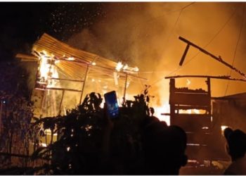 Naas! Sijago Merah Hanguskan Rumah Salah Satu Warga di Desa Moyongkota