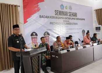 Pj. Walikota Kotamobagu Hadiri Seminar BKSAU dan Deklarasi Pilkada Sulut