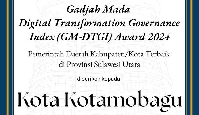 Pemkot Kotamobagu Raih GM-DTGI Award 2024