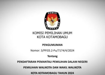 KPU Kotamobagu Buka Pendaftaran Pemantau Pilkada 2024, Ini Persyaratannya