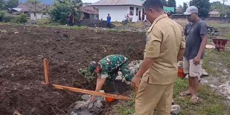 Danramil Poigar Hadiri Peletakan Batu Pertama Koperasi Desa Merah Putih di Gogaluman
